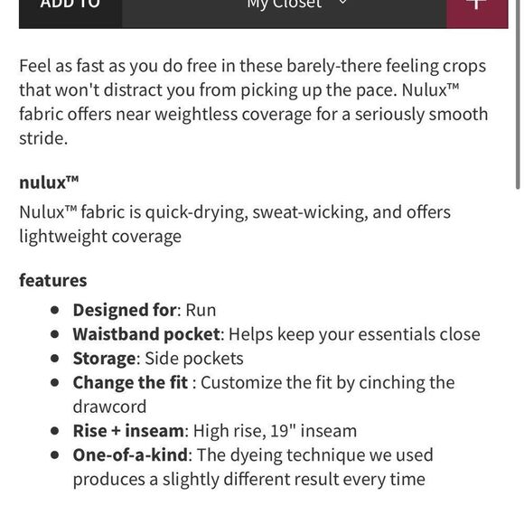 Lululemon Fast and Free Crop II 19" *Non-Reflective
Metropolis Glow Multi - Picture 4 of 10